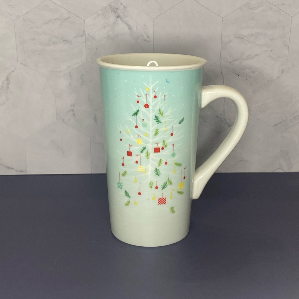 2019 Starbucks Light Blue Lit Up Christmas Tree w/Colored Lights Mug, 16 oz